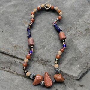 Vibrant Orange and Purple Stone Necklace